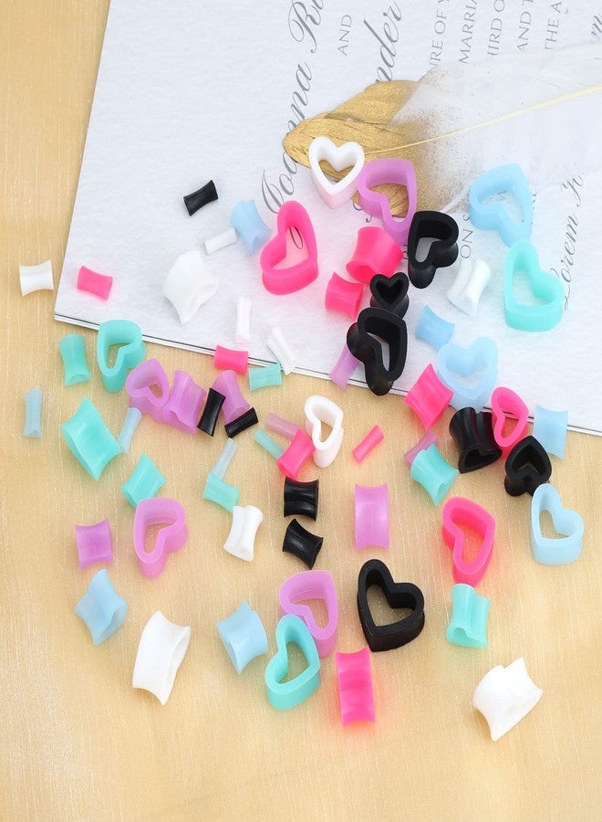Qmcandy 6 Pairs Heart Shape Silicone Tunnels Piercing Flexible Double Flared Ear Gauges 00g - Image 5